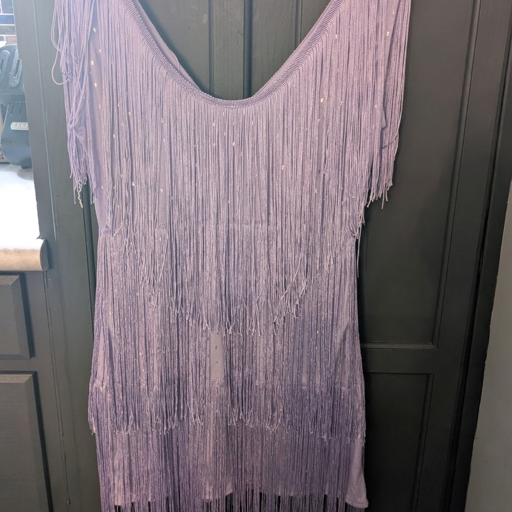 Lavender Fringe Mini Dress